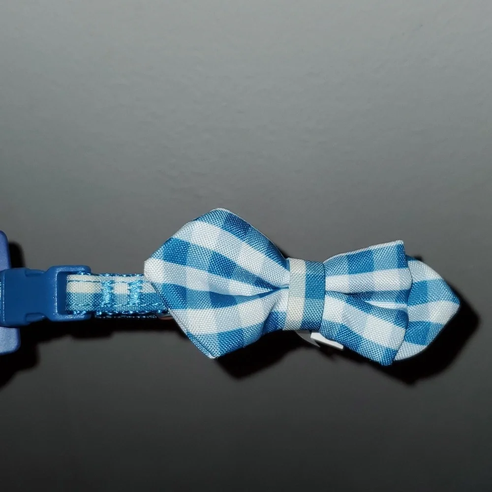 New Top Paw Blue & White Gingham Pet Plaid Dog Cat Bow Collar Xsmall & Small